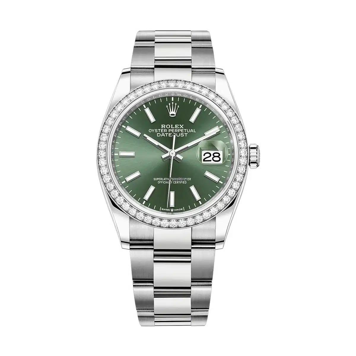 Đồng Hồ Rolex Datejust 126284RBR-0044 36mm Nam Xanh Lá Xám