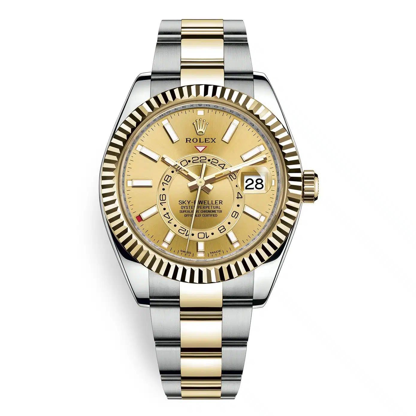 Đồng Hồ Rolex Sky-Dweller 326933 Champagne Dial 42mm Nam Vàng Xám