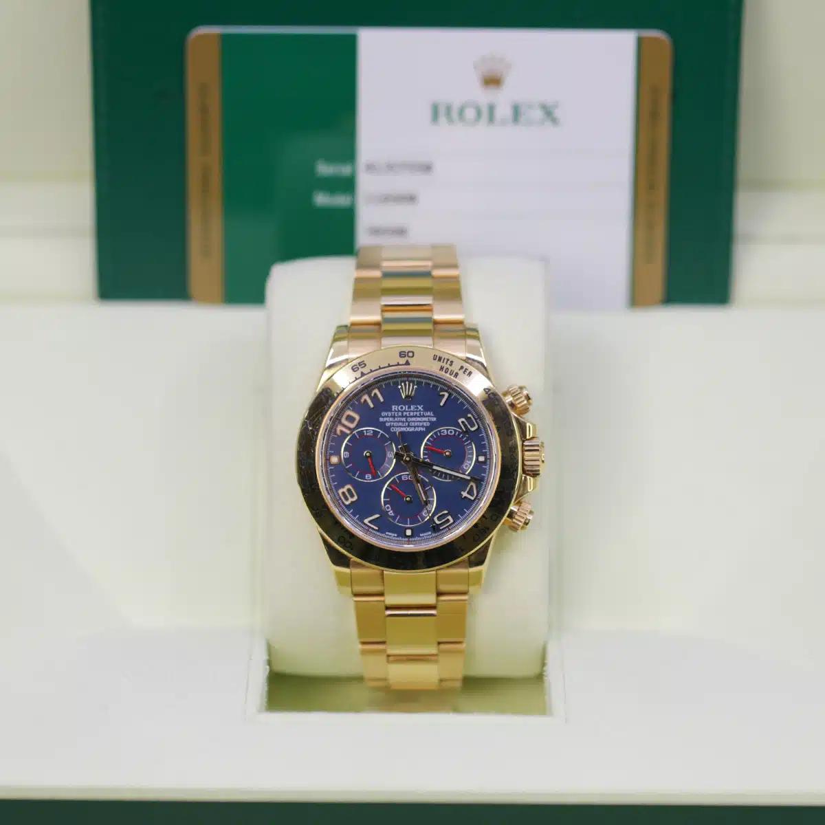 Đồng Hồ Rolex Cosmograph Daytona 116508 Arabic Dial 40mm Nam Vàng Xanh