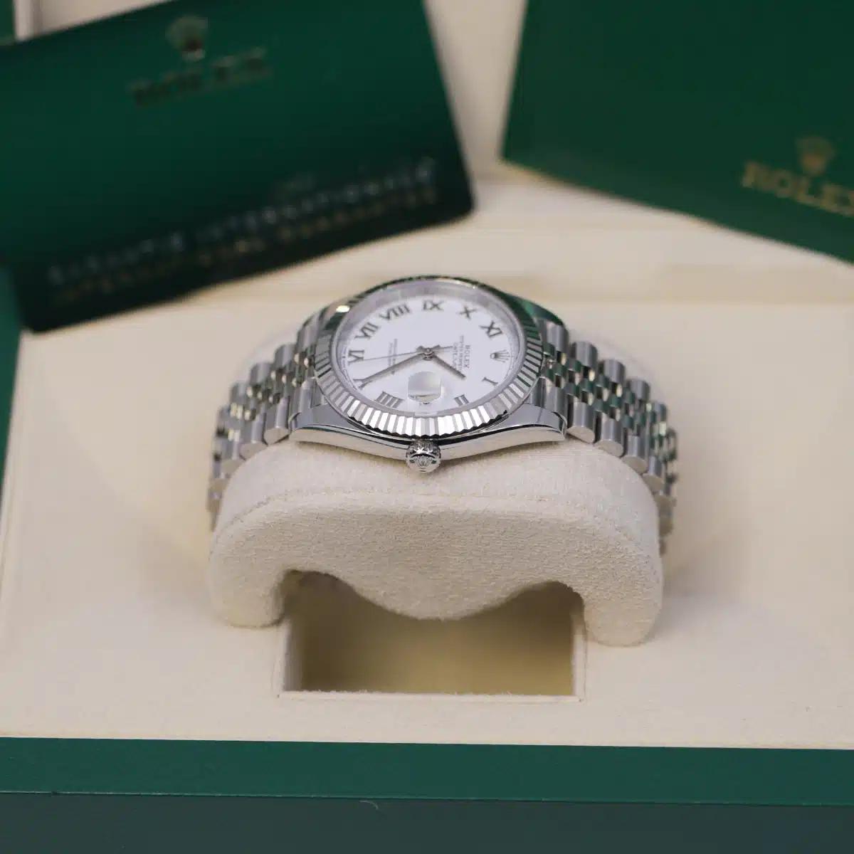 Đồng Hồ Rolex Datejust 126334 Roman 41mm Nam Trắng Xám