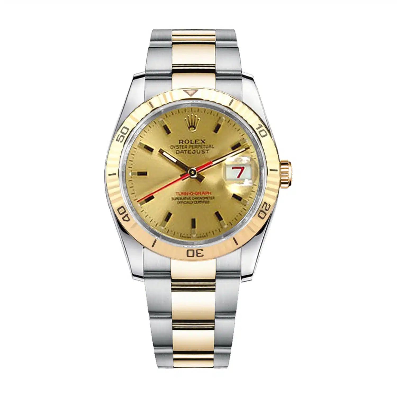 Đồng Hồ Rolex Datejust 116263 Champagne Dial 36mm Nam Xám Vàng