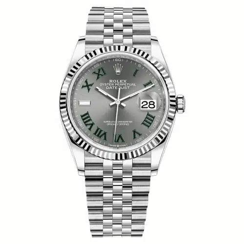 Đồng Hồ Rolex Datejust 126234 Roman Dial 36mm Nam Xám