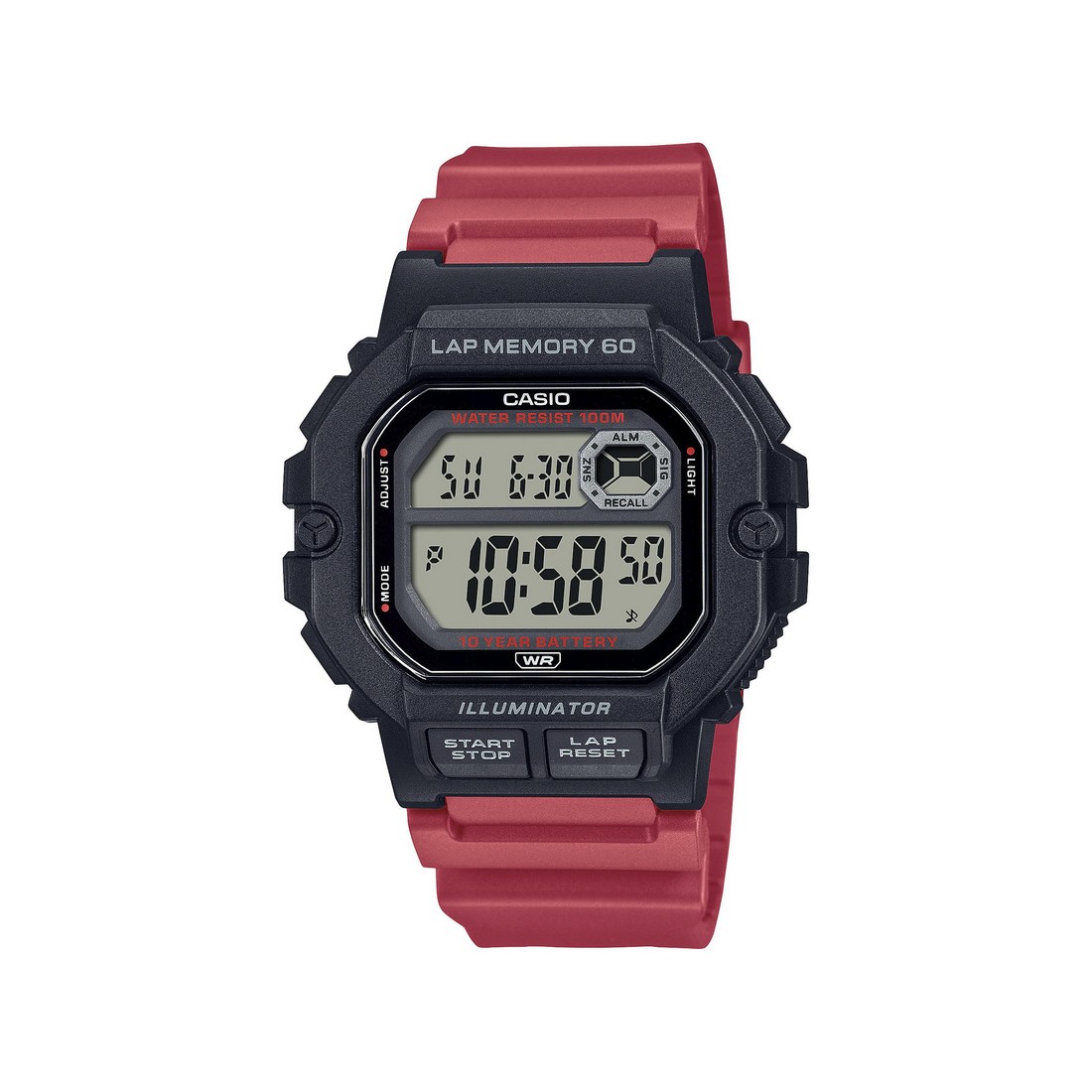 Đồng Hồ Casio Ws-1400H-4Av Nam Đen Đỏ