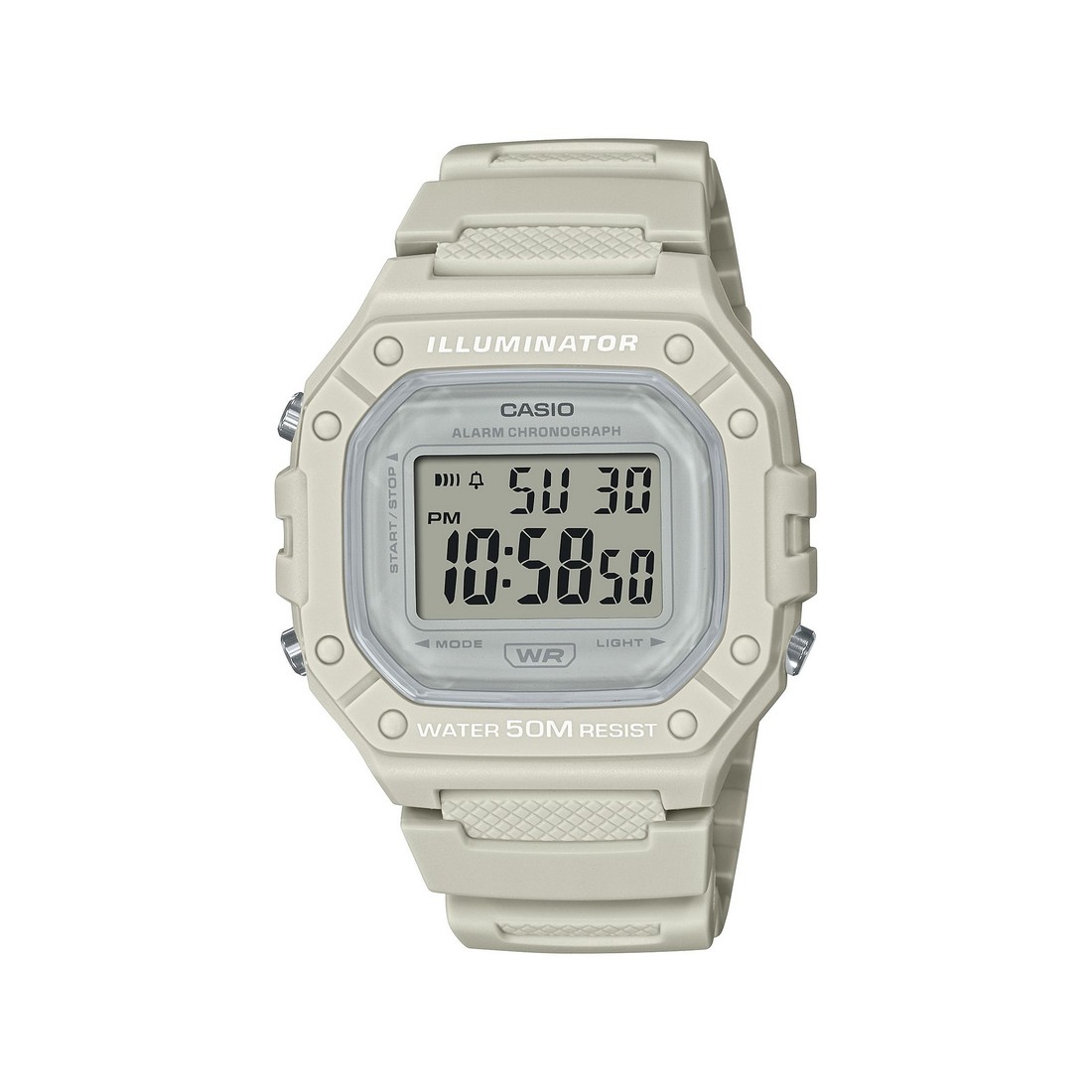 Đồng Hồ Casio W-218Hc-8Av Nam Trắng Xám