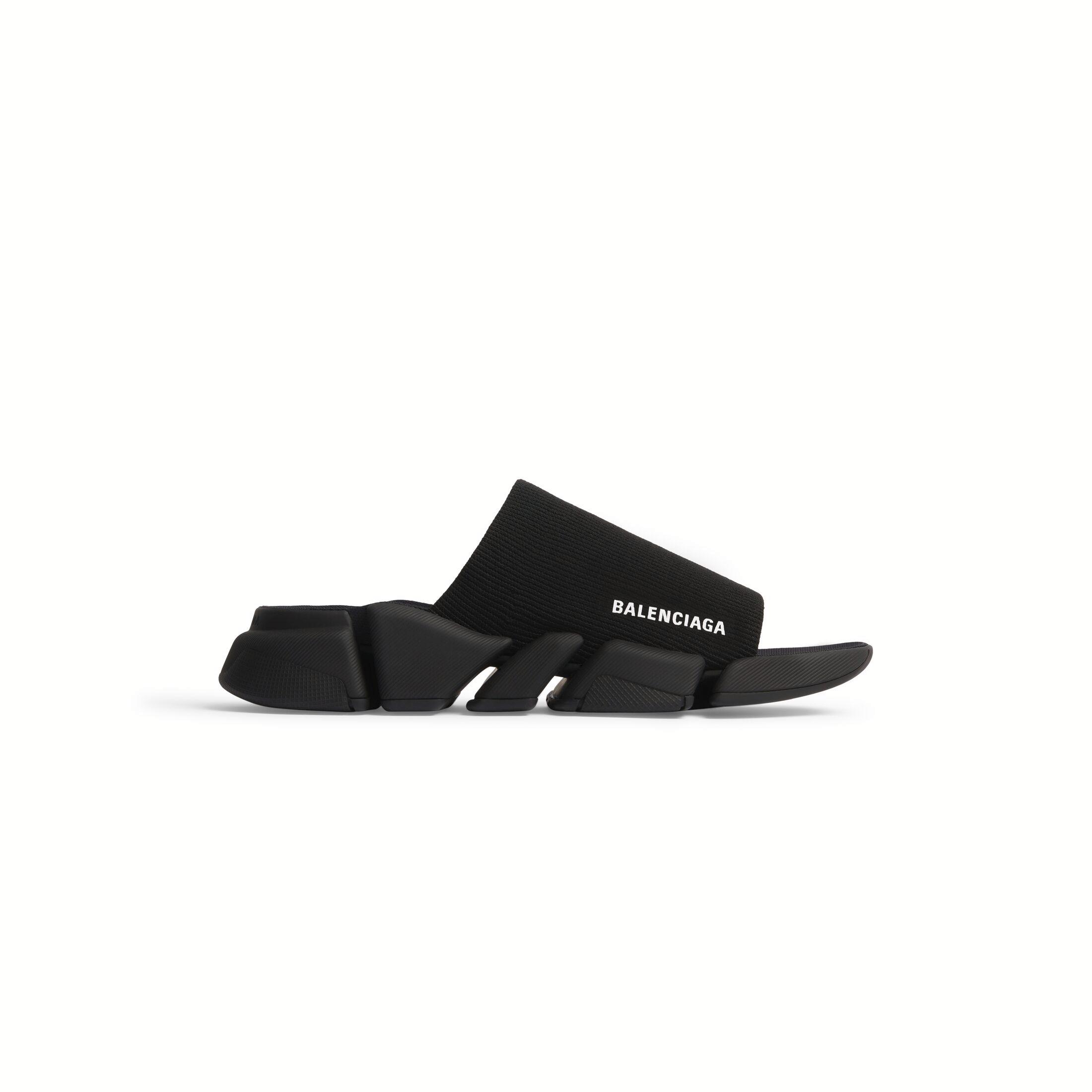 Dép Balenciaga Speed 2.0 Recycled Knit Slide Sandal Nam Đen