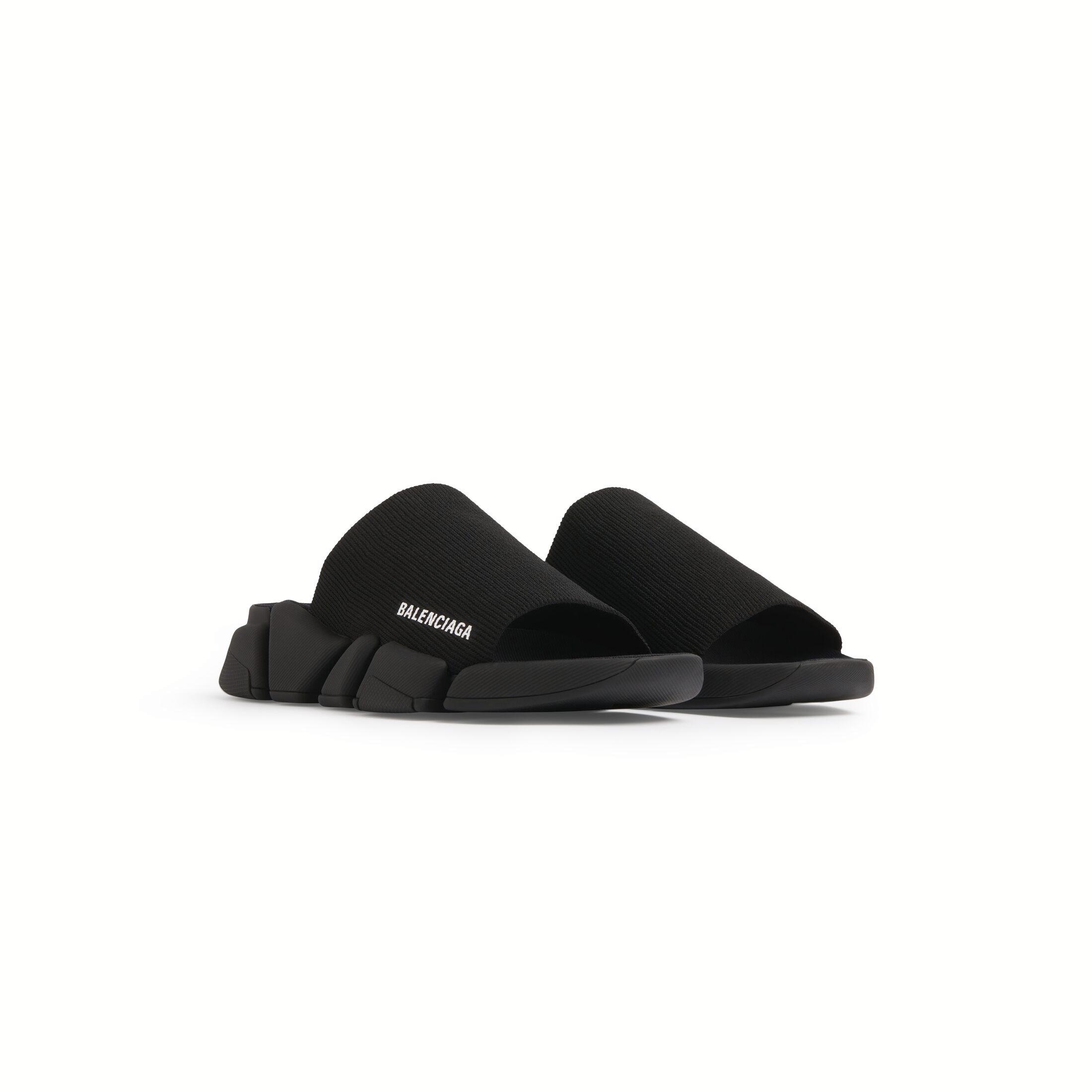 Dép Balenciaga Speed 2.0 Recycled Knit Slide Sandal Nam Đen