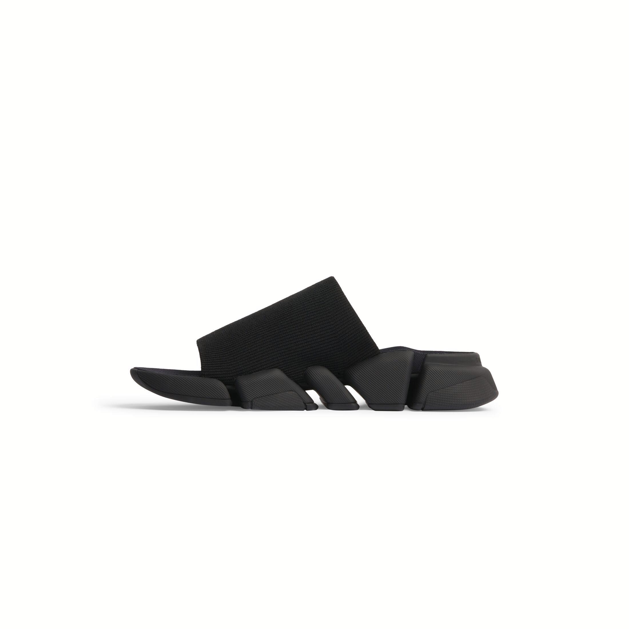 Dép Balenciaga Speed 2.0 Recycled Knit Slide Sandal Nam Đen