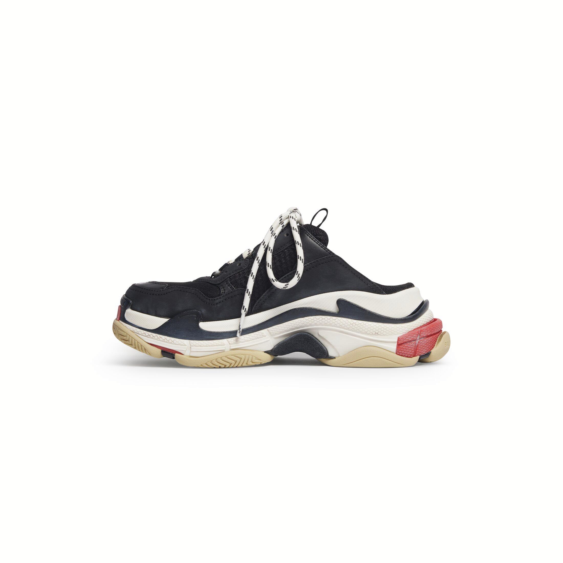 Giày Balenciaga Triple S Mule Nam Đen Trắng