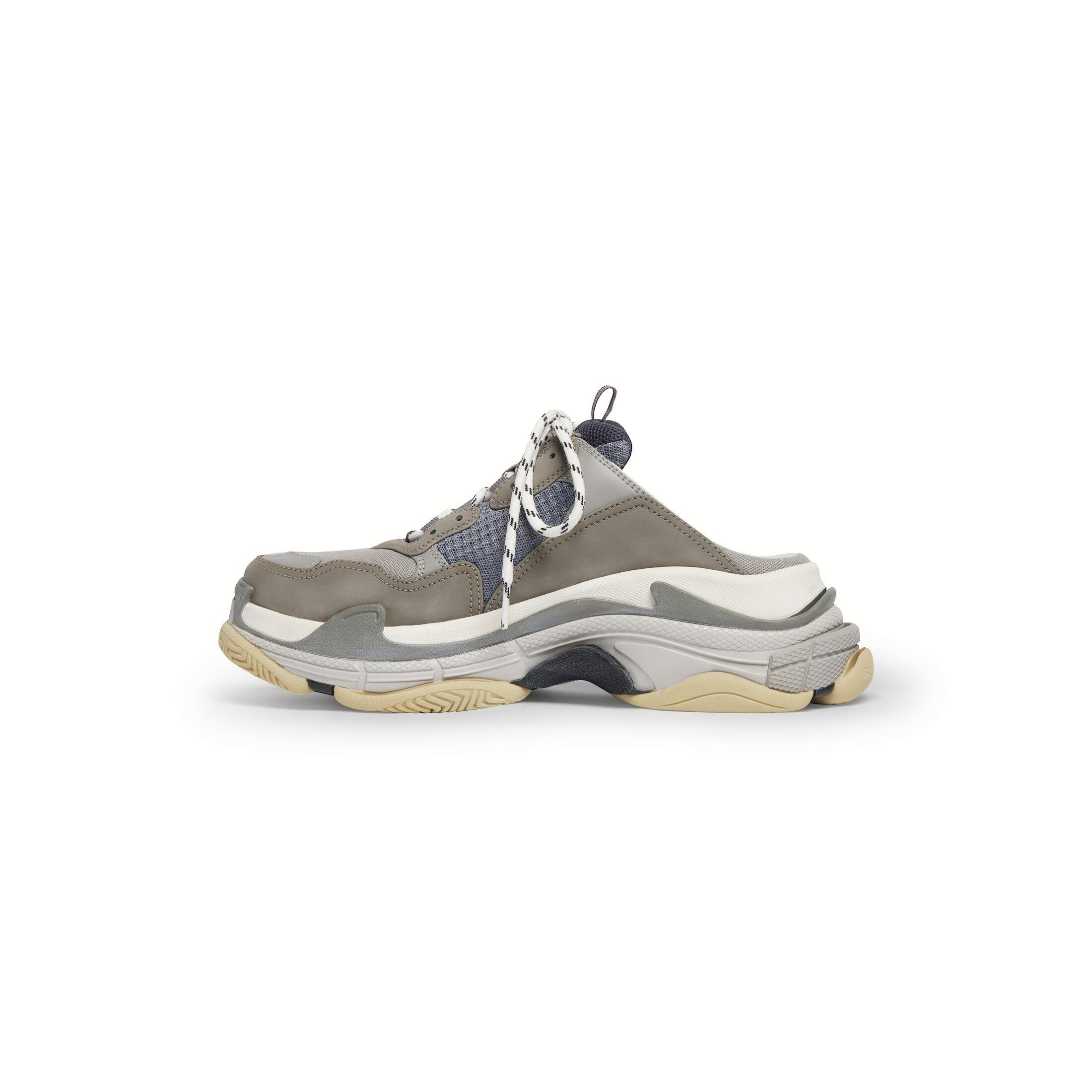 Giày Balenciaga Triple S Mule Nam Xám Xanh