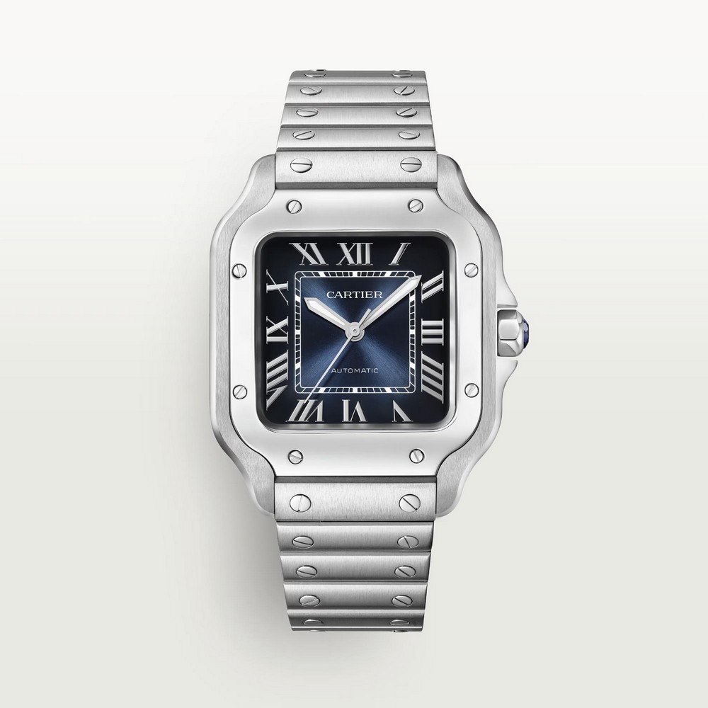 Đồng Hồ Cartier Santos De Cartier Watch Nam Bạc Xanh Dương