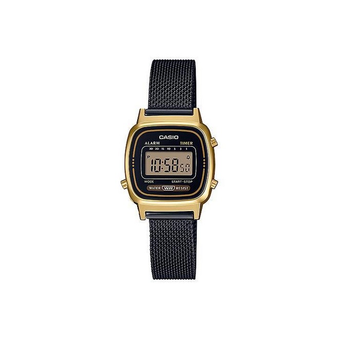 Đồng Hồ Casio La670Wemb-1 Nữ Đen Vàng