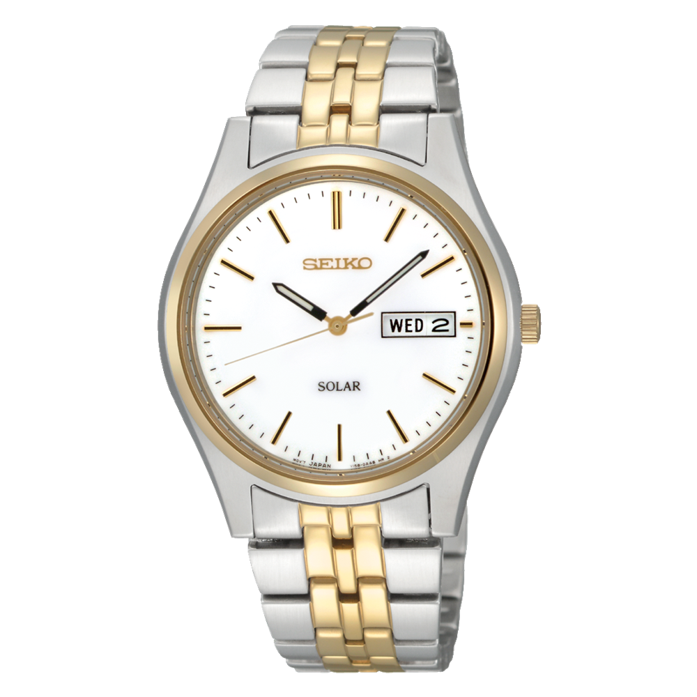 Đồng Hồ Seiko SNE032 Nam Trắng Xám Vàng