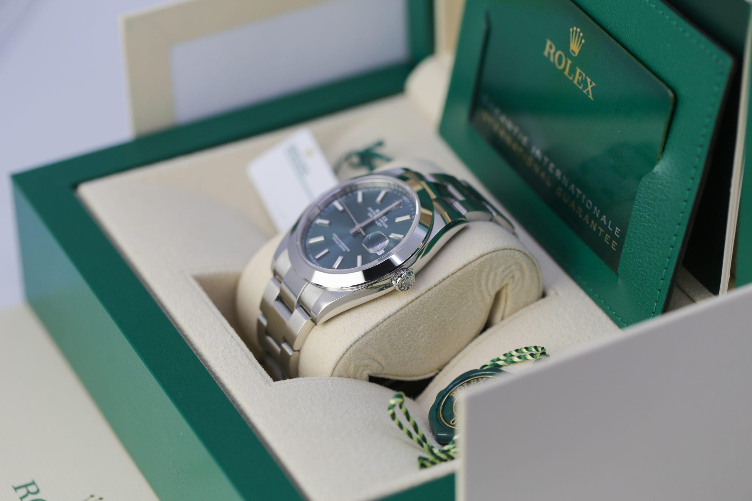 Đồng Hồ Rolex Datejust 126300 41mm Nam Xám Xanh Lá