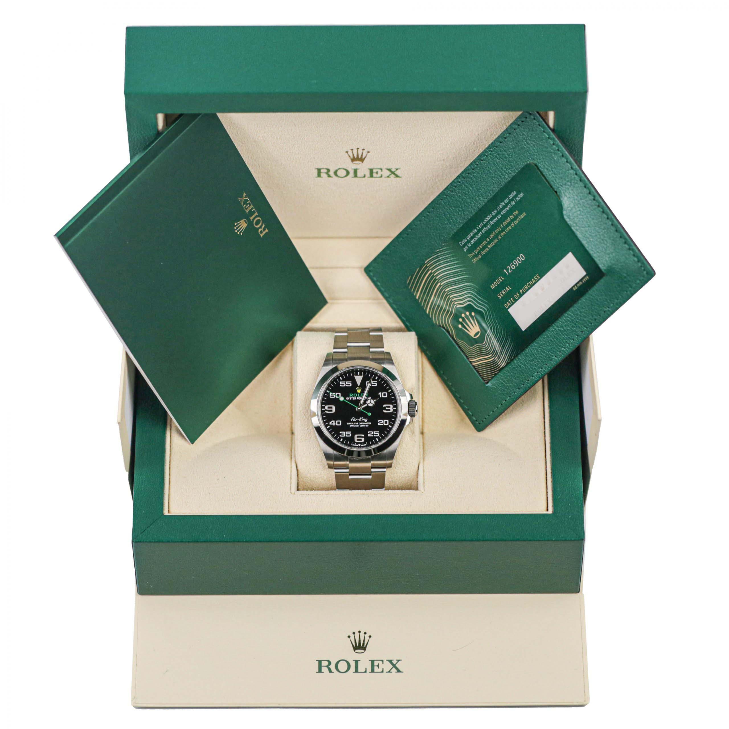 Đồng Hồ Rolex Air-King 126900 40mm Nam Đen Xám