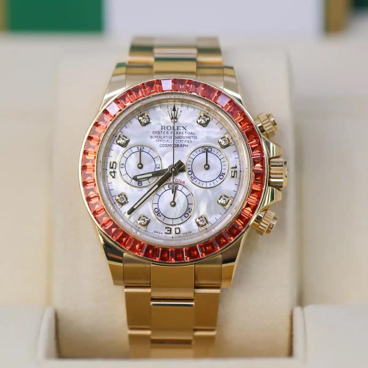 Đồng Hồ Rolex Daytona 116578SACO MOP Diamond Dial 40mm Nam Vàng Trắng Đỏ