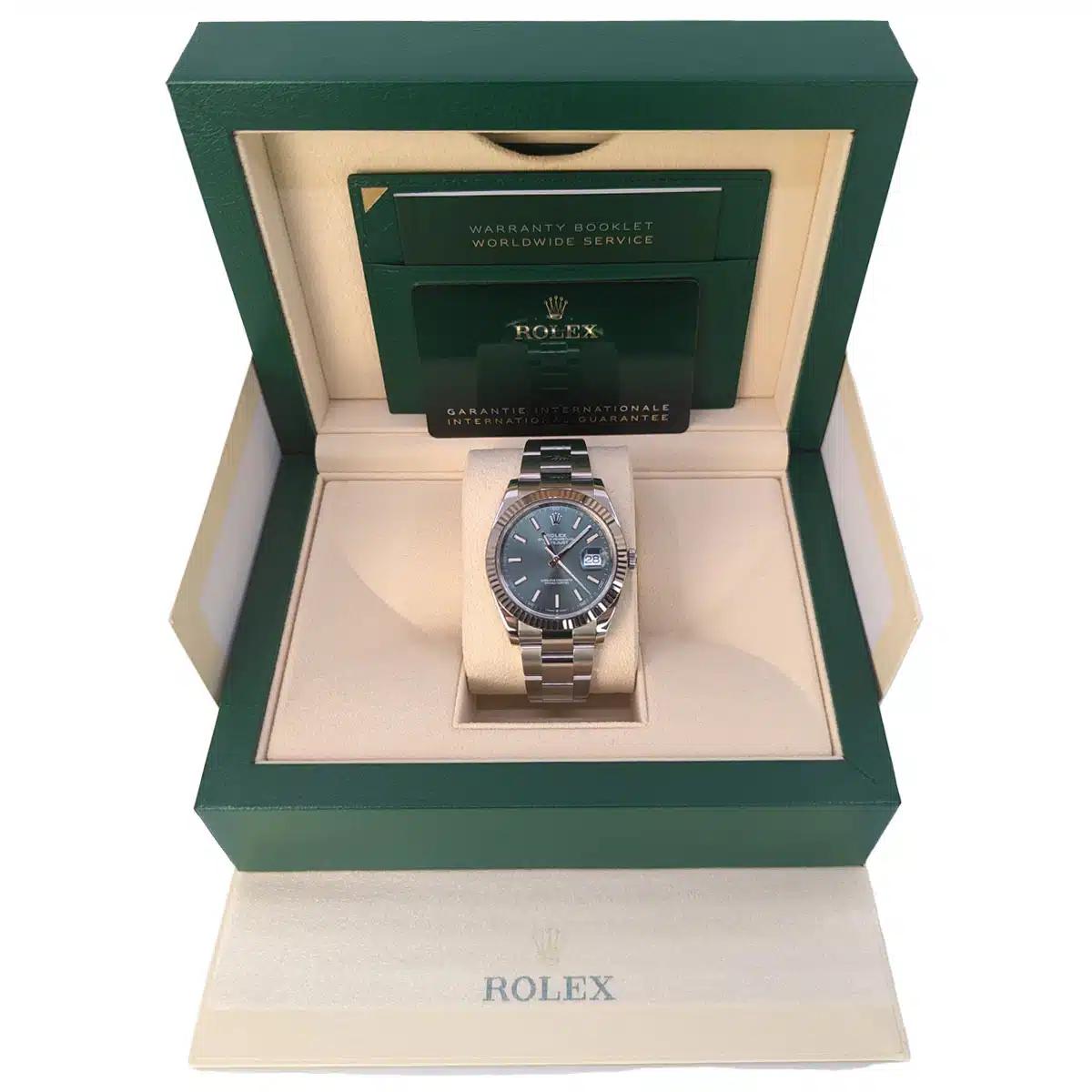 Đồng Hồ Rolex Datejust 126334 41mm Nam Xám Xanh Lá