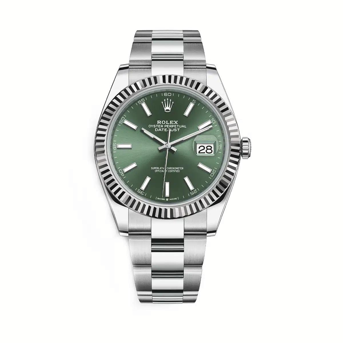 Đồng Hồ Rolex Datejust 126334 41mm Nam Xám Xanh Lá