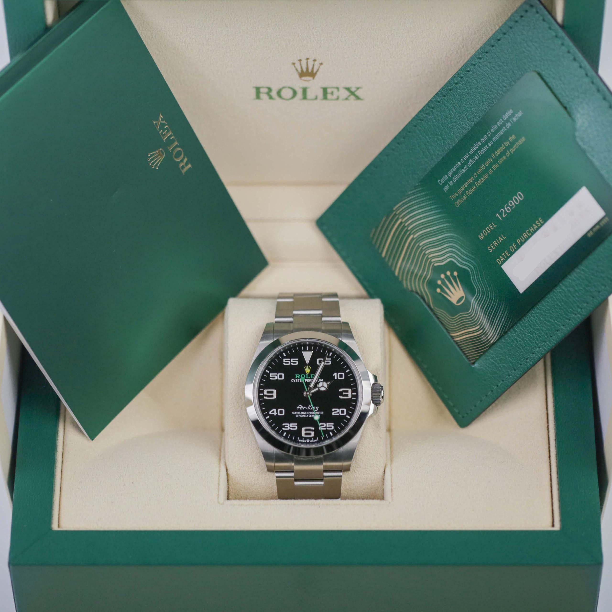 Đồng Hồ Rolex Air-King 126900 40mm Nam Đen Xám