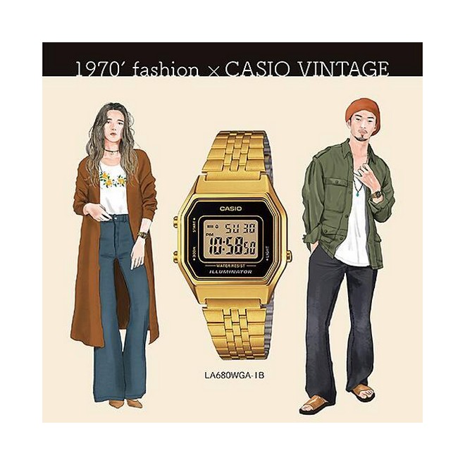 Đồng Hồ Casio La680Wga-1B Nữ Vàng Đen