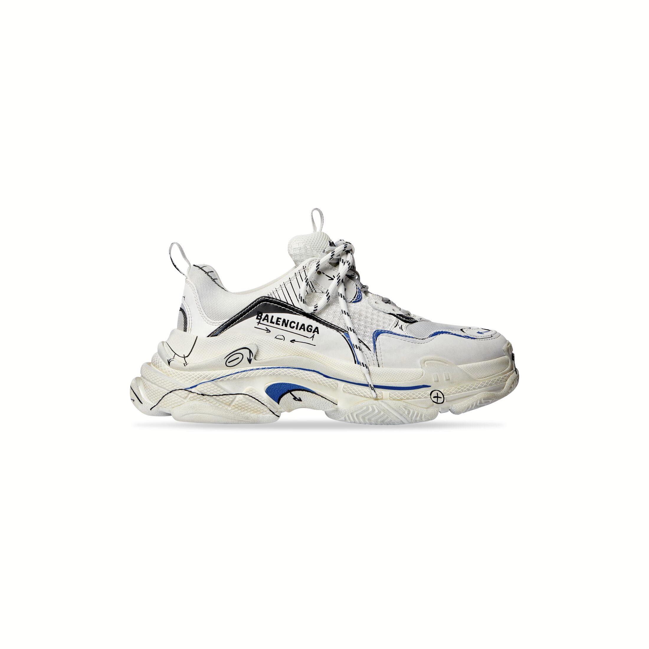 Giày Balenciaga Triple S Sketch Sneaker Nam Trắng Đen