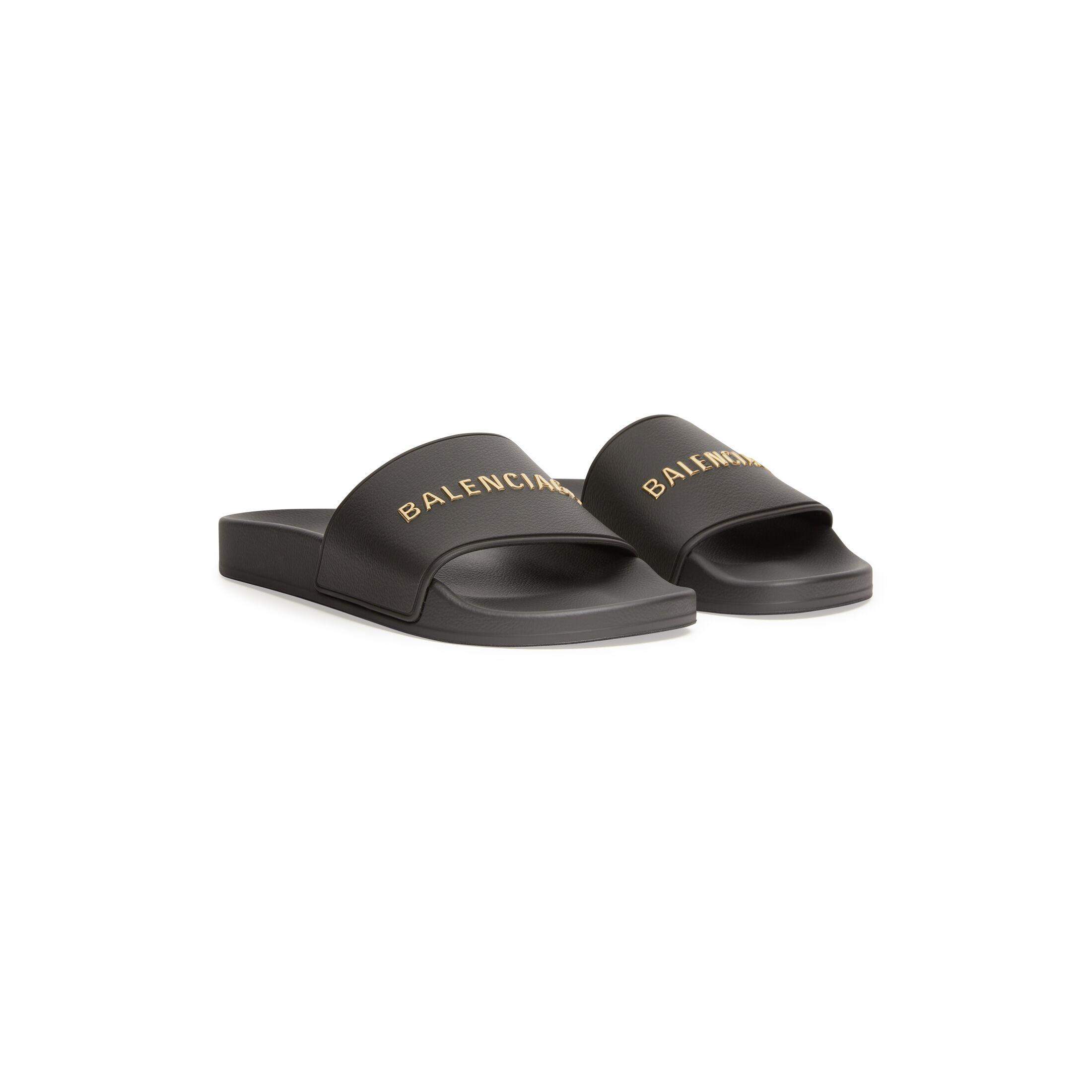 Dép Balenciaga Pool Slide Sandal Nam Đen Vàng