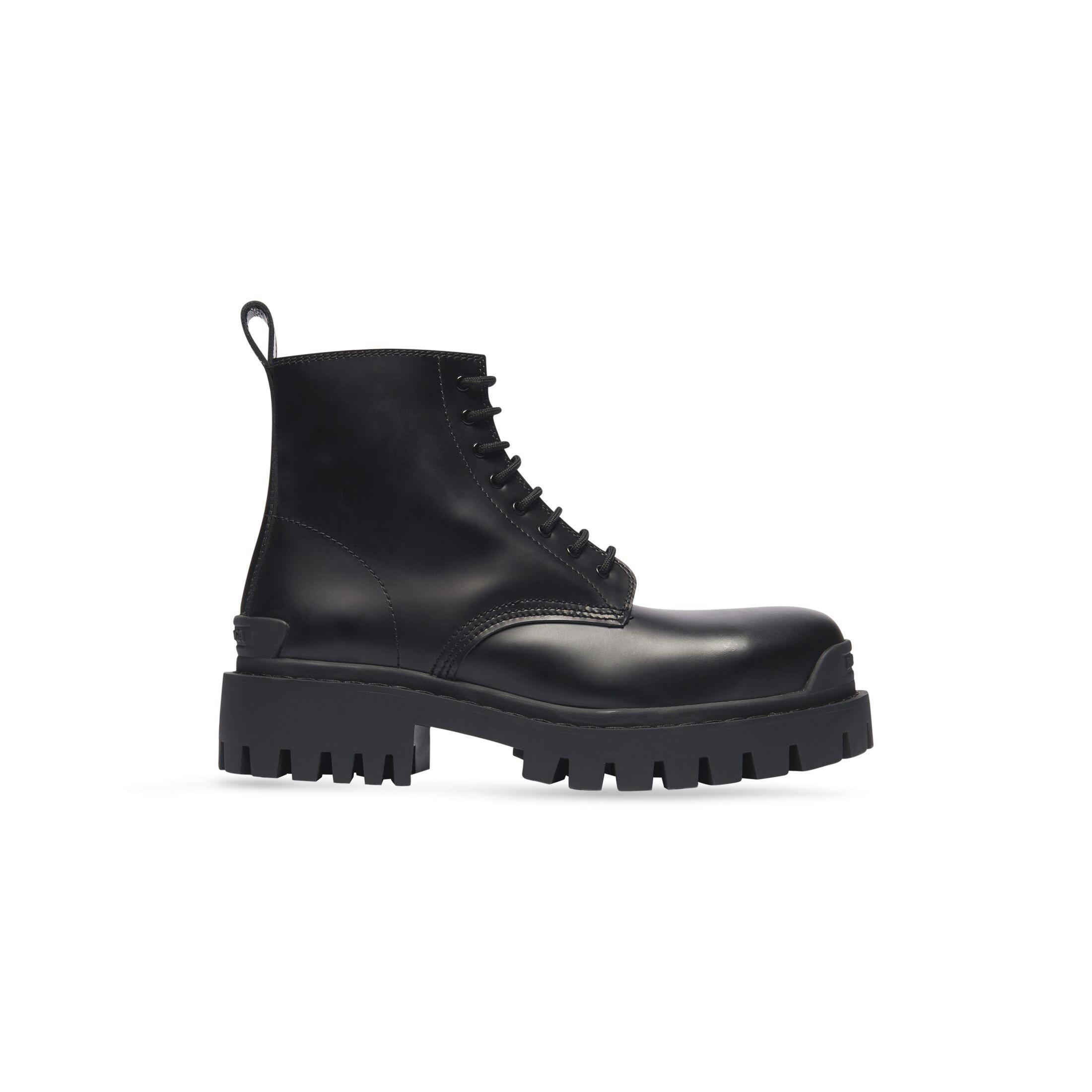 Giày Balenciaga Strike Lace-up Boot Nam Đen