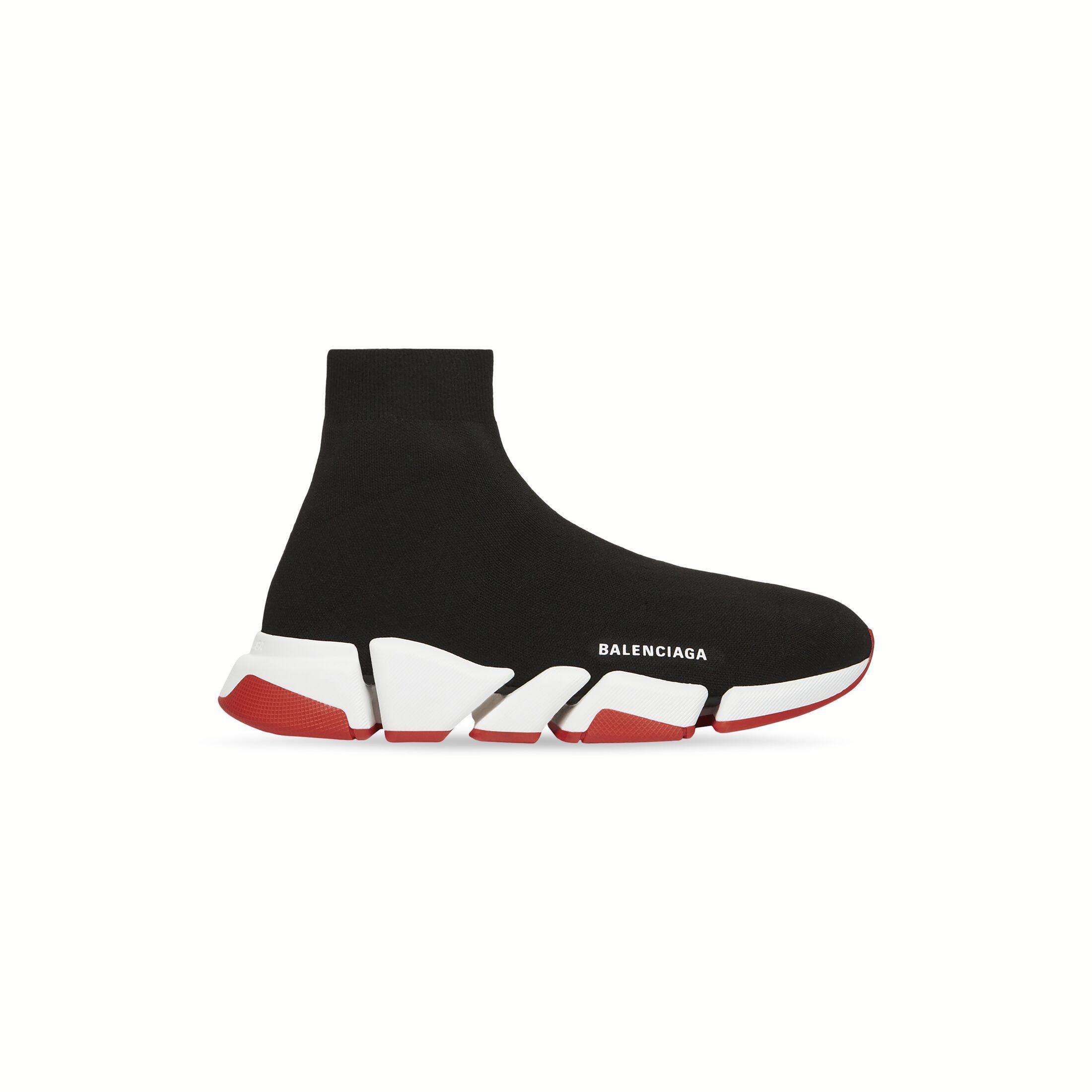 Giày Balenciaga Speed 2.0 Recycled Knit Sneaker Nam Đen Trắng Đỏ