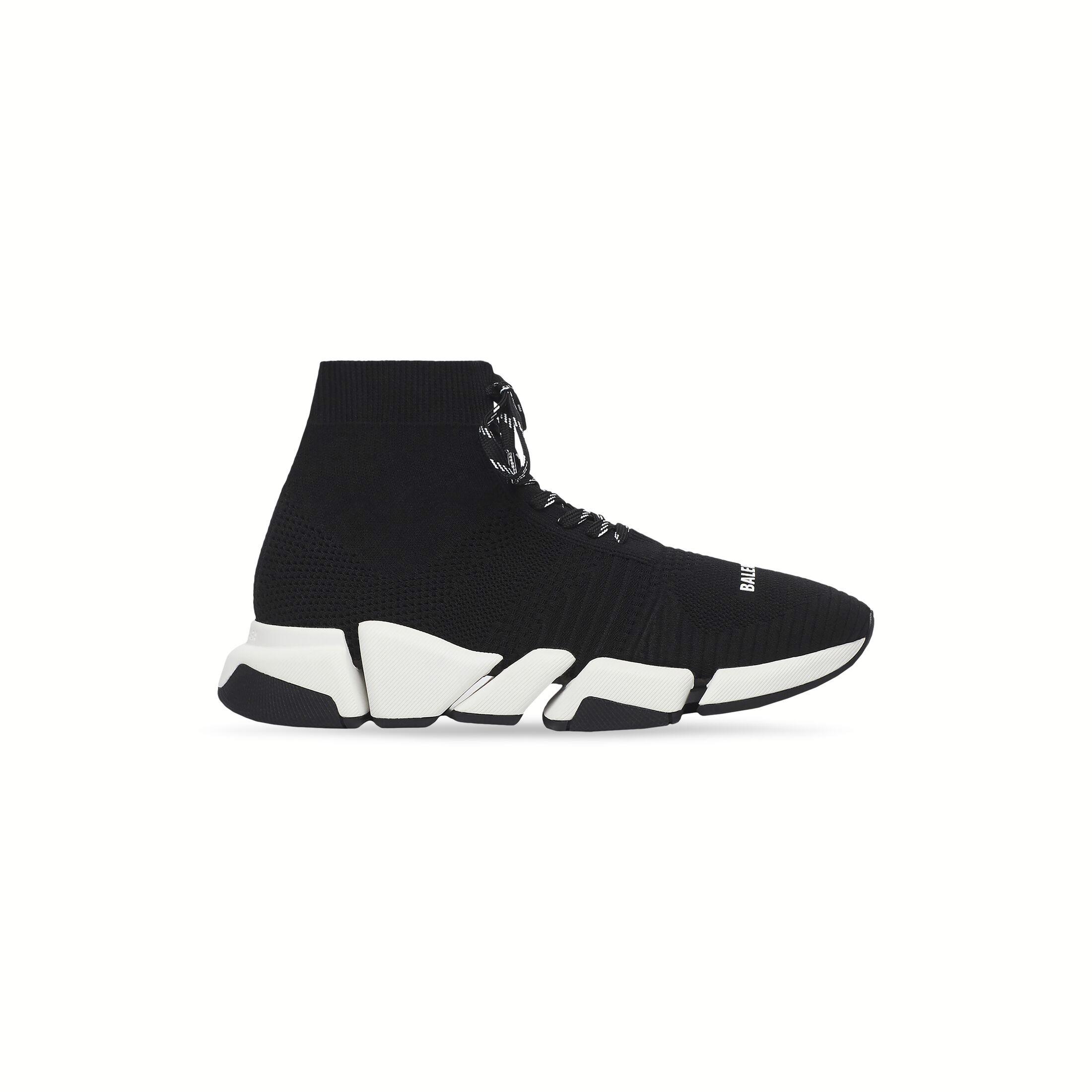 Giày Balenciaga Speed 2.0 Lace-up Sneaker Nam Đen Trắng