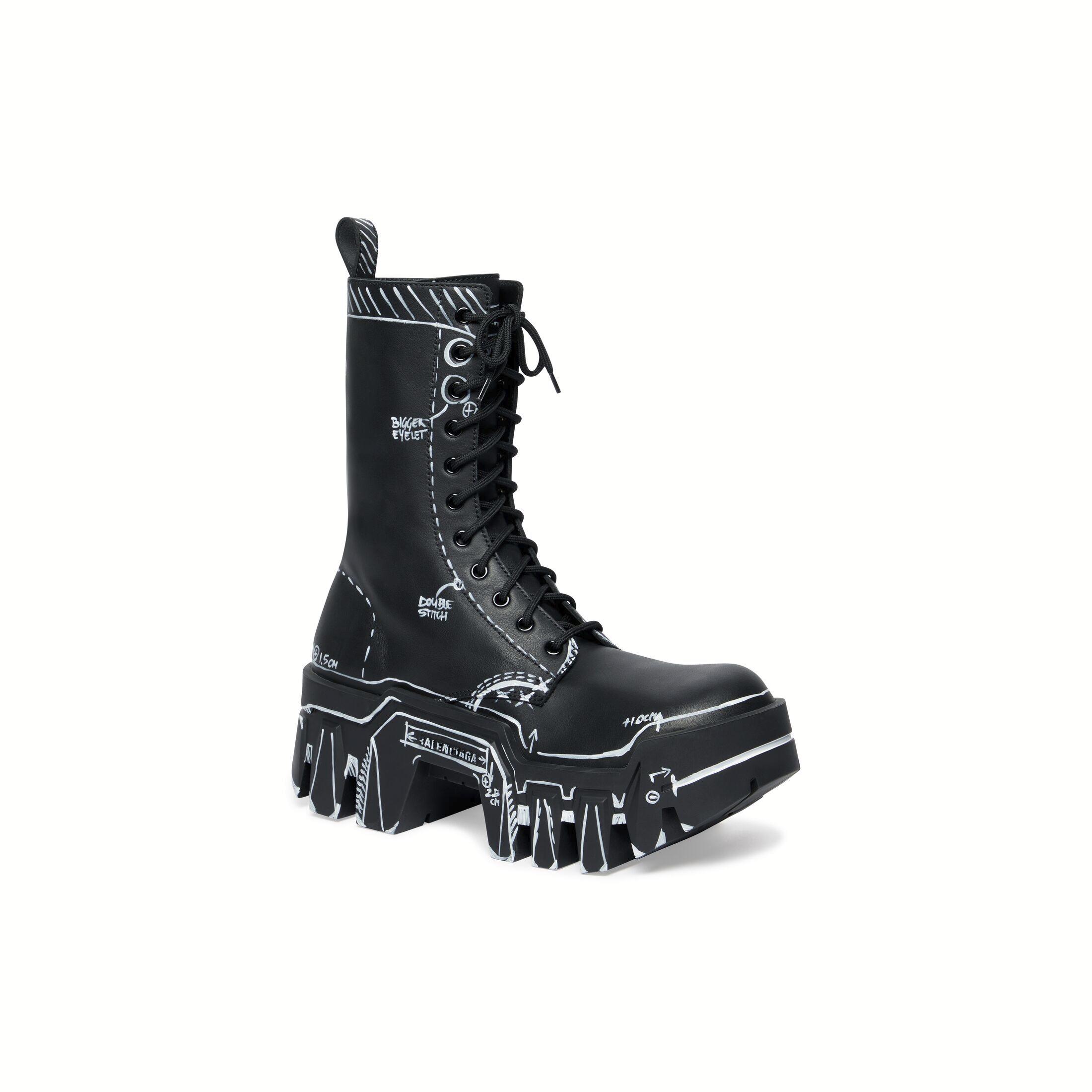 Giày Balenciaga Bulldozer Lace-up Boot Nam Đen Trắng