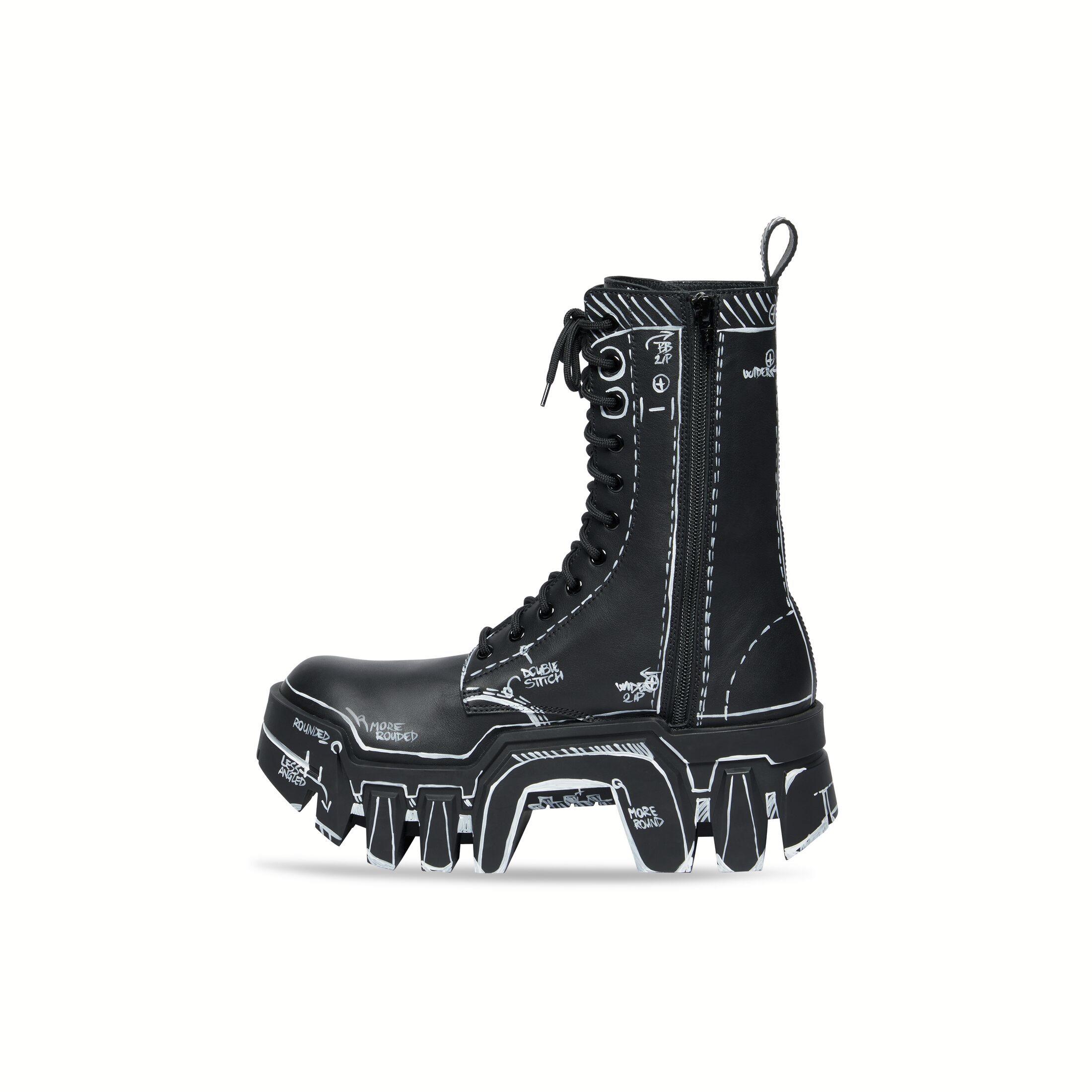 Giày Balenciaga Bulldozer Lace-up Boot Nam Đen Trắng