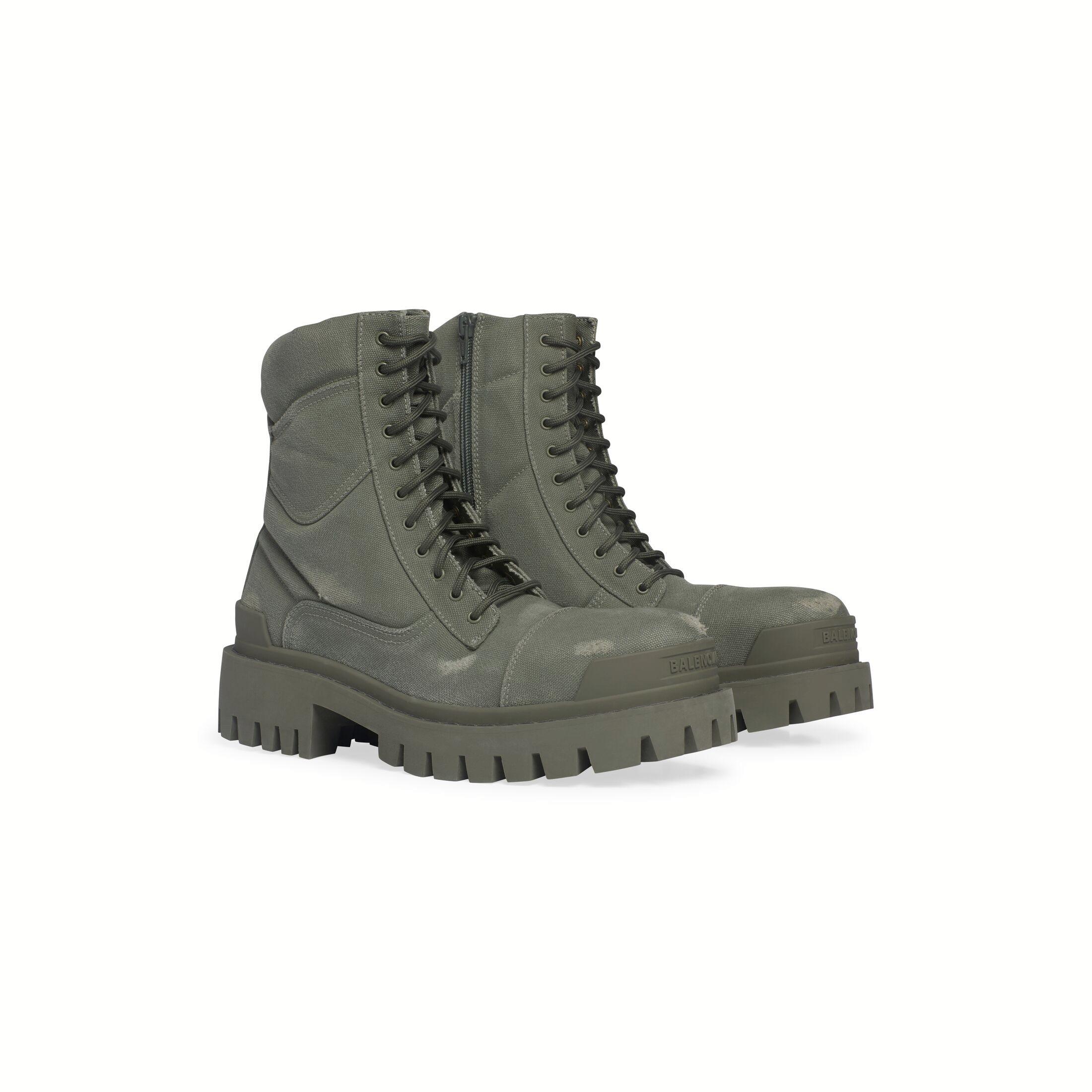 Giày Balenciaga Combat Strike 20mm Boot Nam Xanh Rêu Nhạt