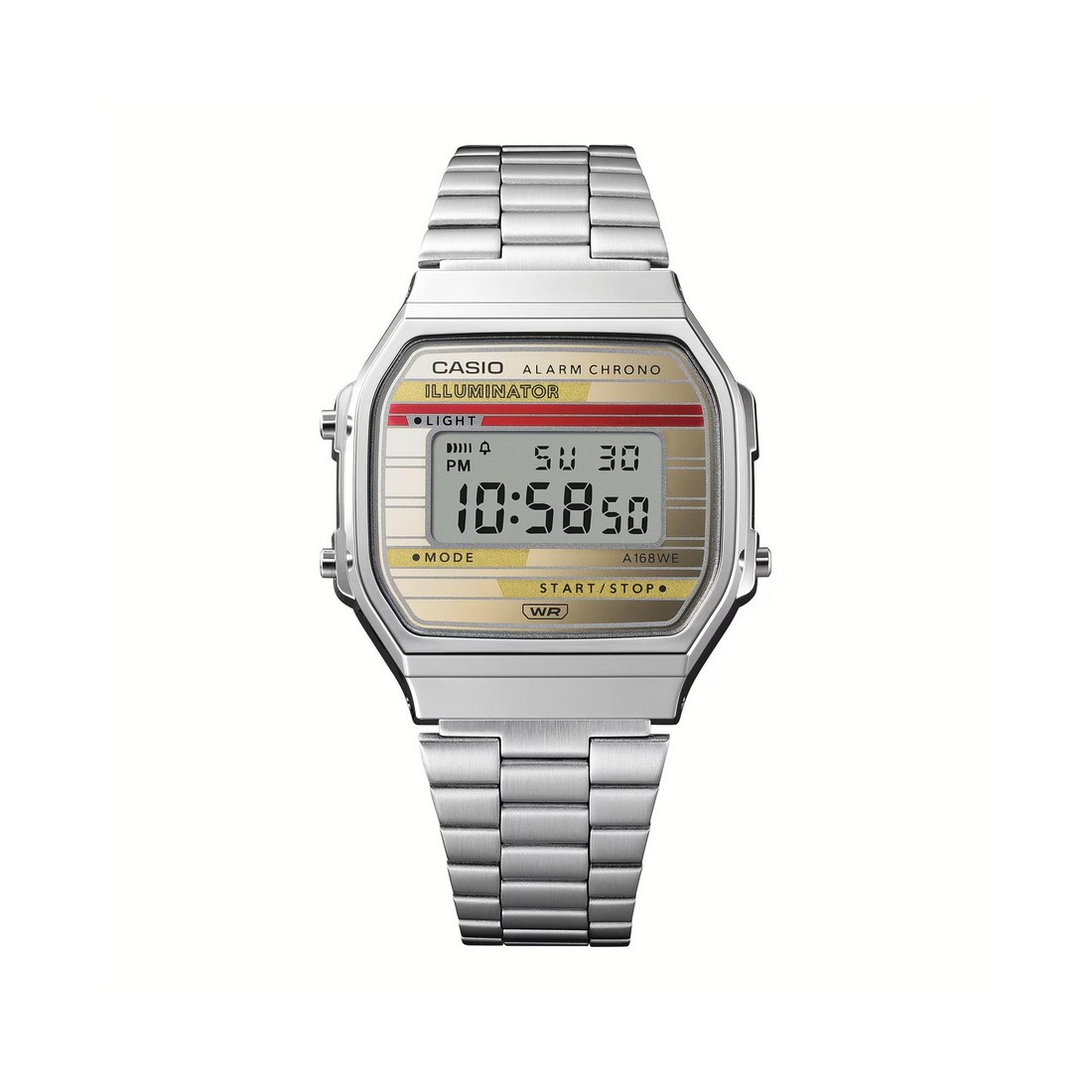 Đồng Hồ Casio A168Weha-9A Nữ Xám Vàng