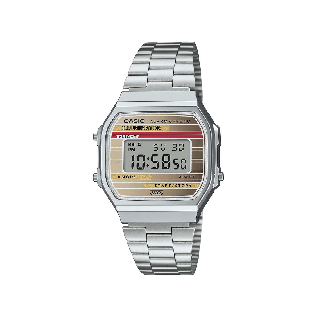 Đồng Hồ Casio A168Weha-9A Nữ Xám Vàng