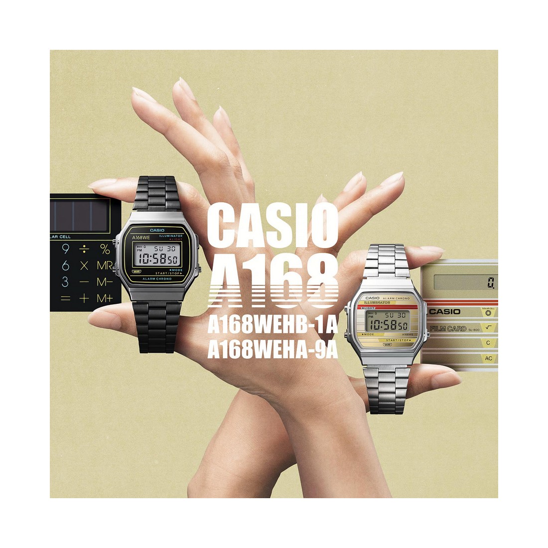 Đồng Hồ Casio A168Weha-9A Nữ Xám Vàng