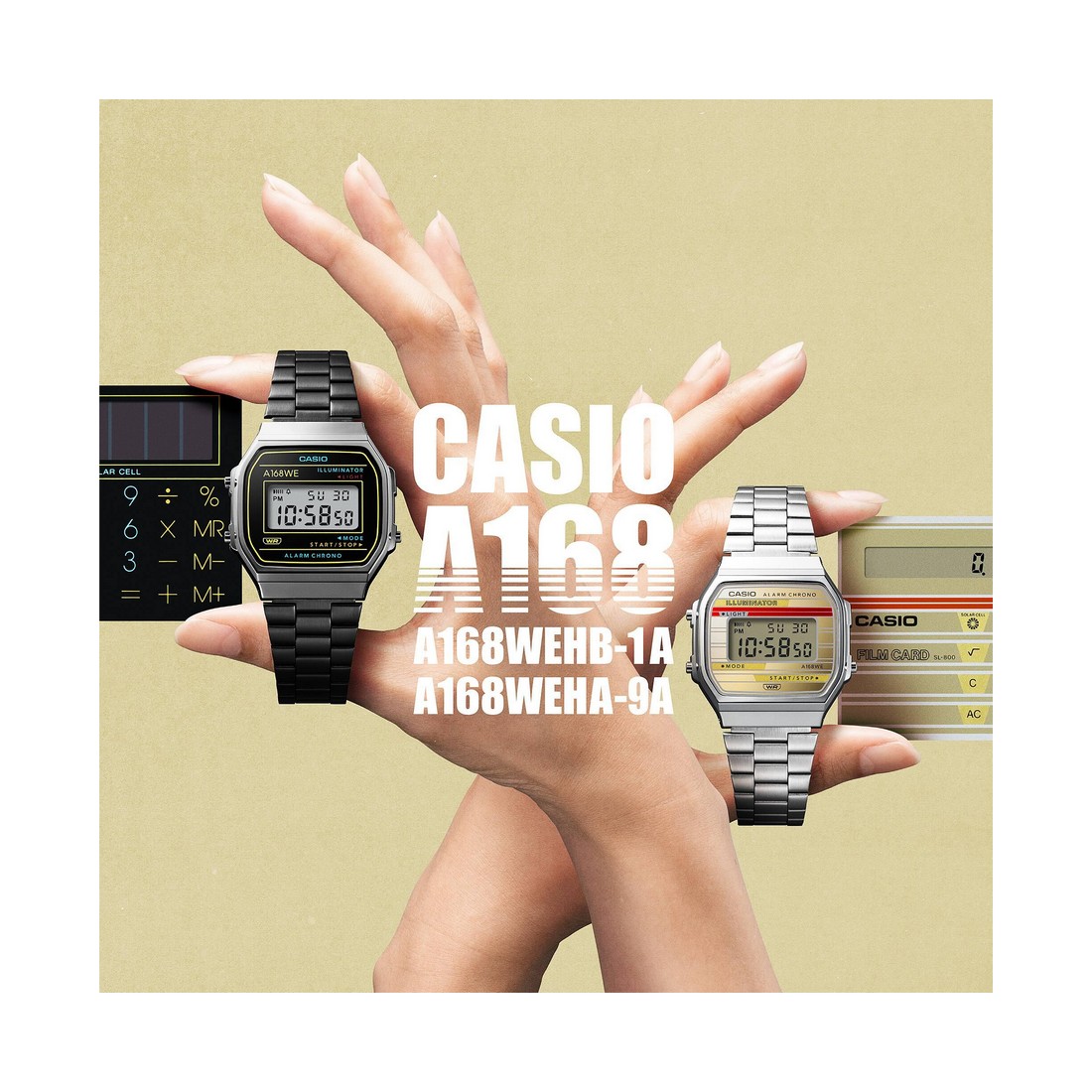 Đồng Hồ Casio A168Wehb-1A Nữ Đen Xám