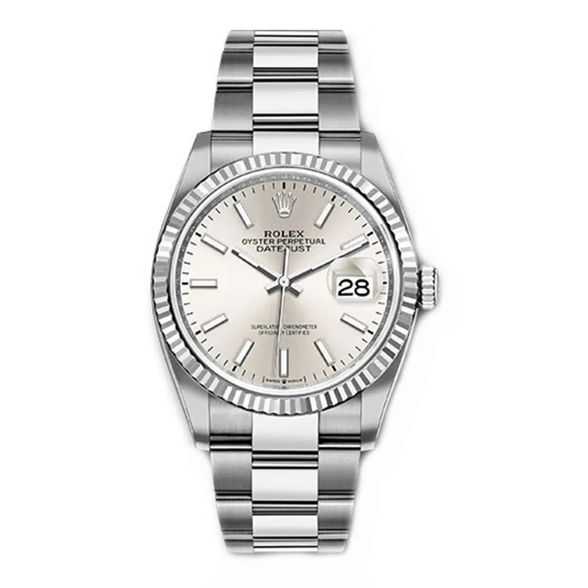 Đồng Hồ Rolex Datejust 126234 Index Dial 36mm Nam Xám