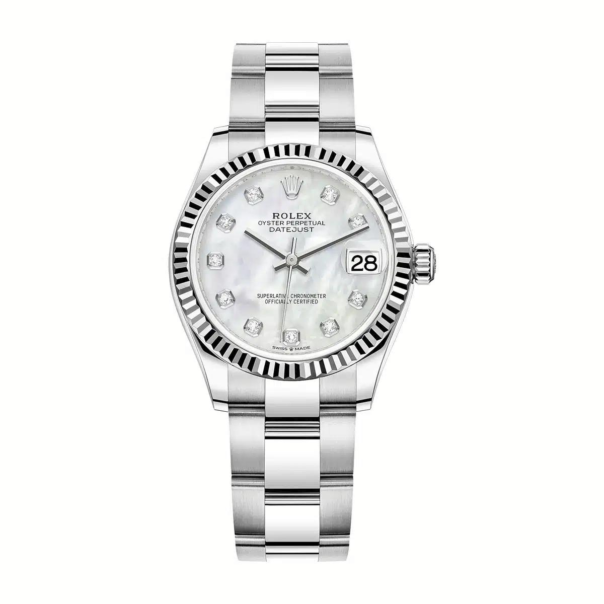 Đồng Hồ Rolex Datejust 278274-0005 Mother Of Pearl Dial 31m Nữ Trắng Xám