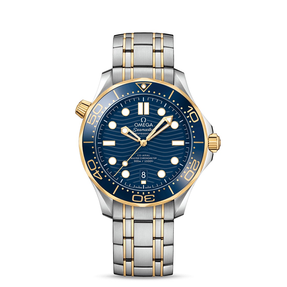 Đồng Hồ Omega Diver 300M Co‑Axial Master Chronometer 42 mm Xanh Xám Vàng