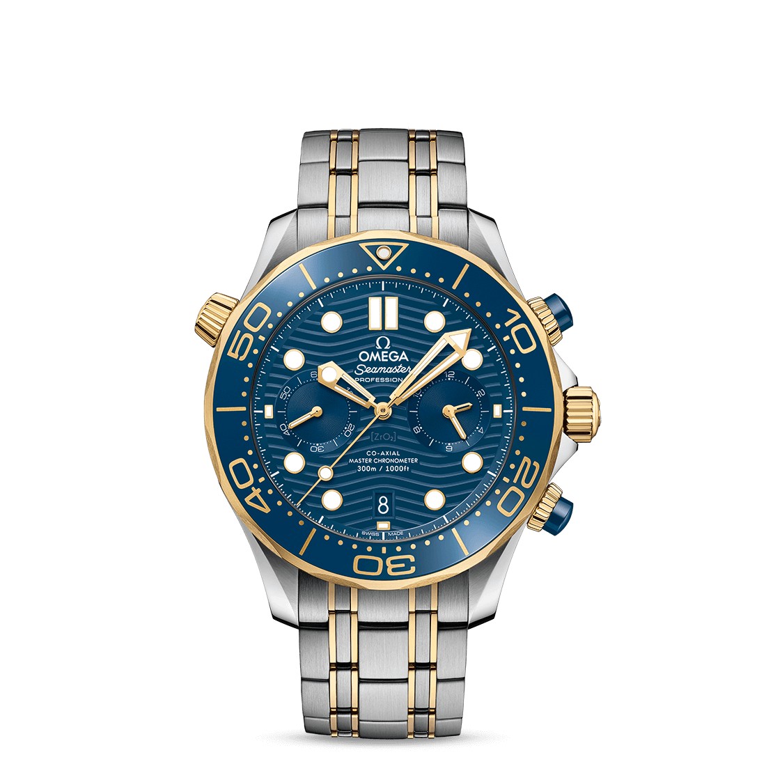 Đồng Hồ Omega Diver 300M Co‑Axial Master Chronometer Chronograph 44 mm Nam Xám Xanh Vàng