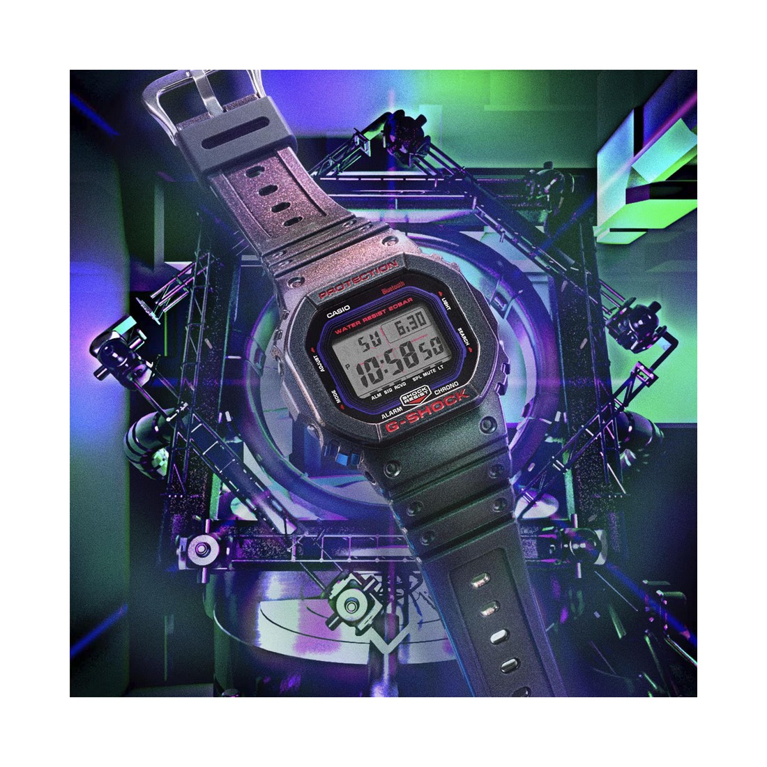 Đồng Hồ Casio Dw-B5600Ah-6 Nam Xanh Tím