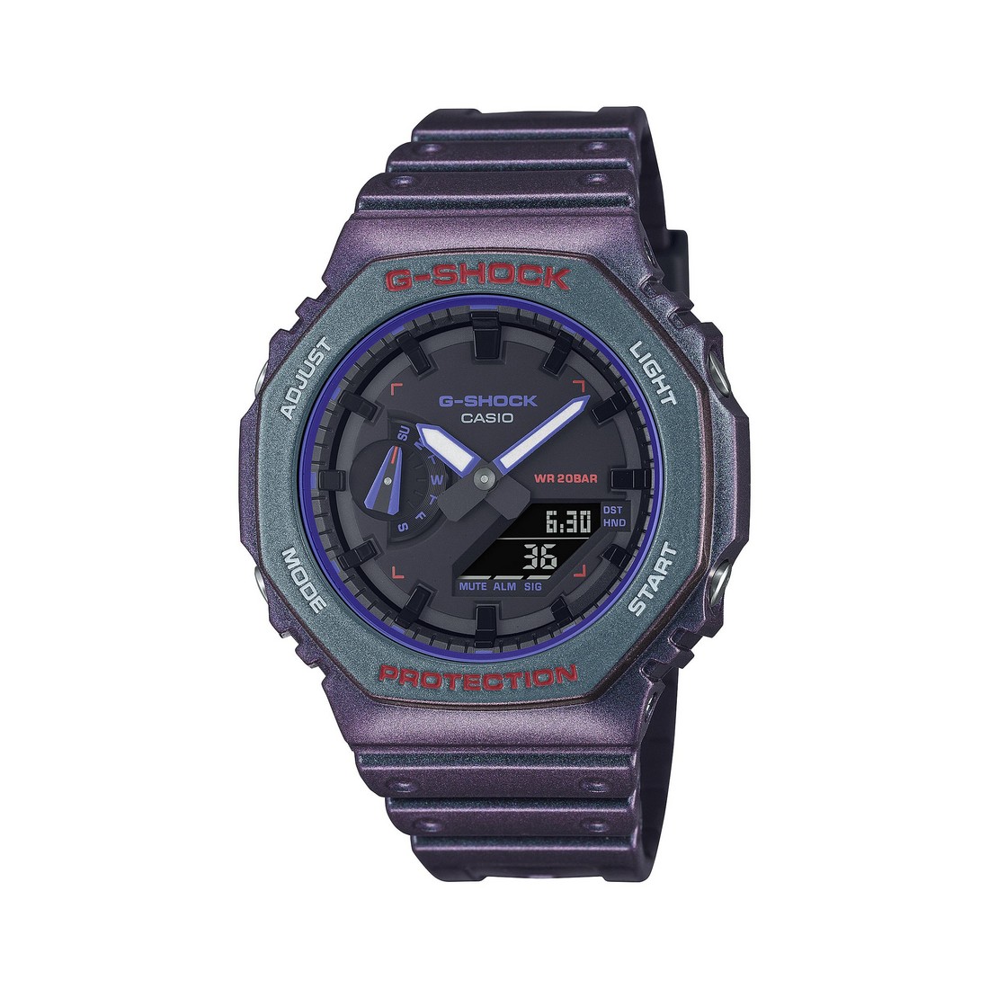 Đồng Hồ Casio Ga-2100Ah-6A Nam Đen Xanh Tím