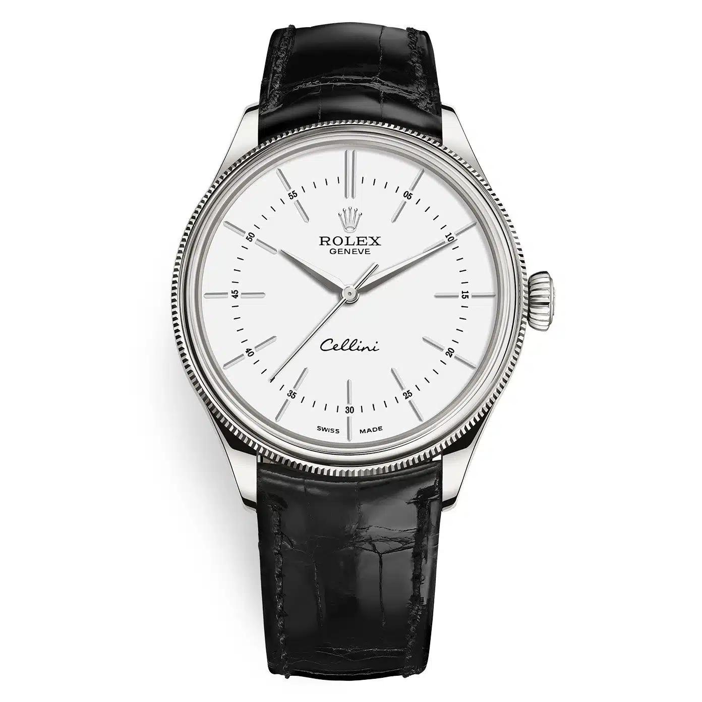 Đồng Hồ Rolex Cellini Time 50509 39mm Nam Trắng Đen