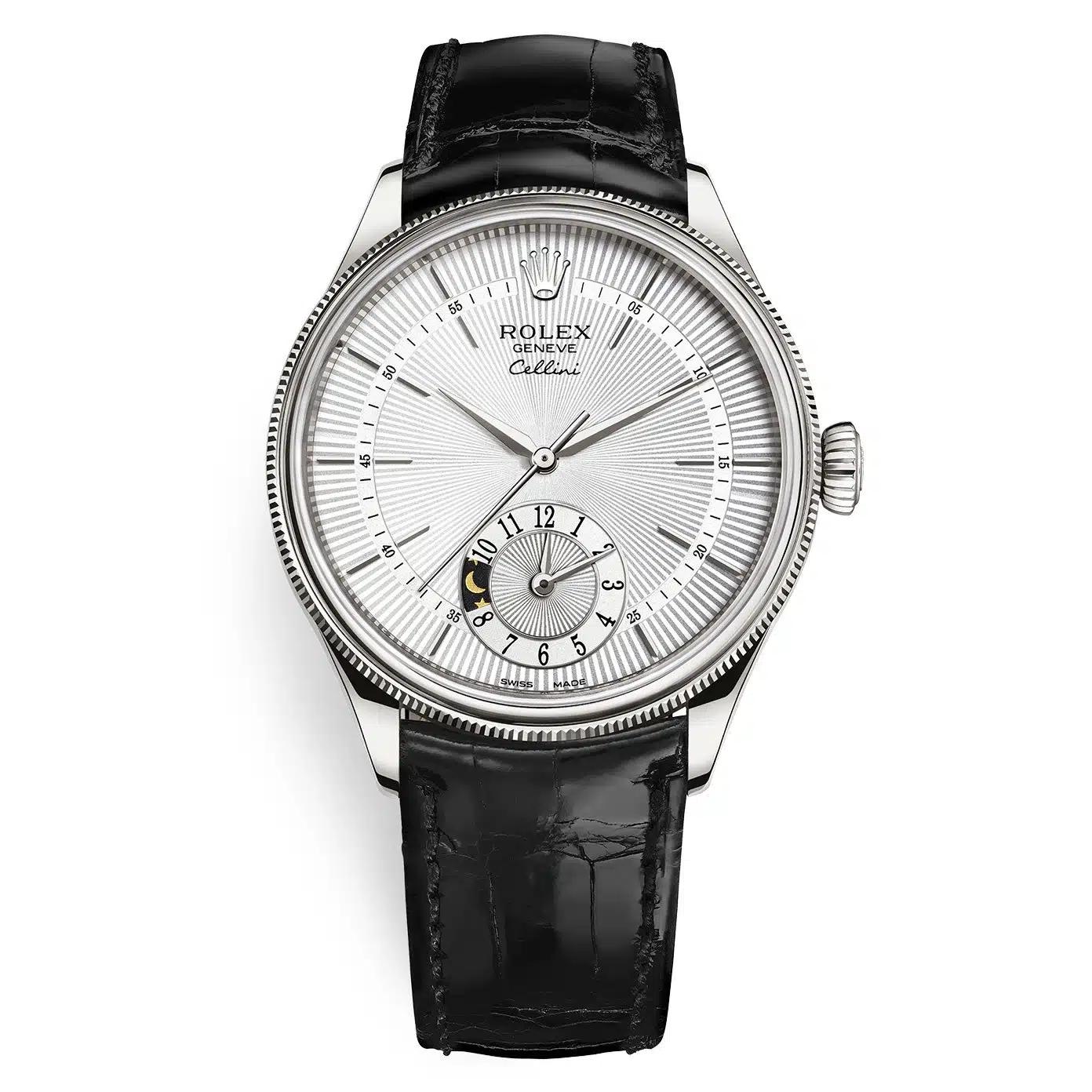 Đồng Hồ Rolex Cellini Dual Time 50529 39mm Nam Xám Đen