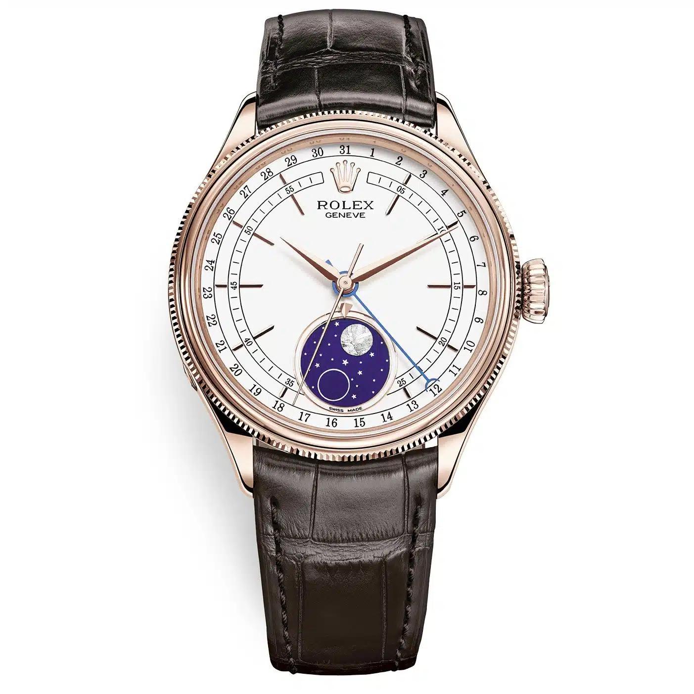 Đồng Hồ Rolex Cellini Moonphase 50535 39mm Nam Trắng Vàng Đen