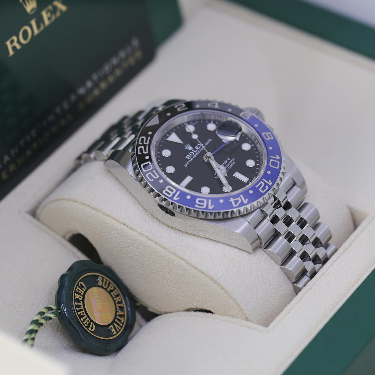 Đồng Hồ Rolex GMT-Master II Batgirl 126710BLNR 40mm Nam Đen Bạc