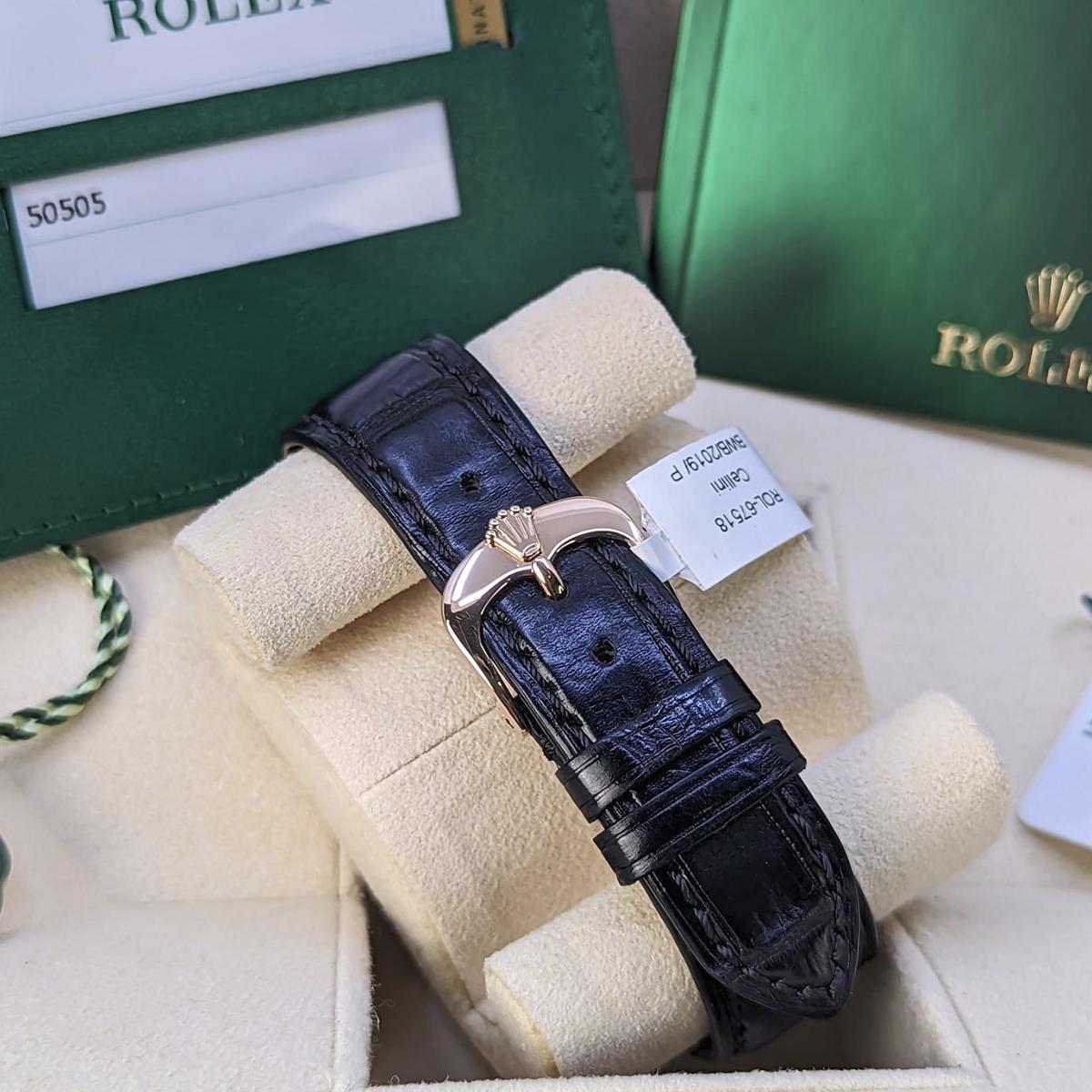 Đồng Hồ Rolex Cellini Time 50505 39mm Nam Đen Vàng Hồng