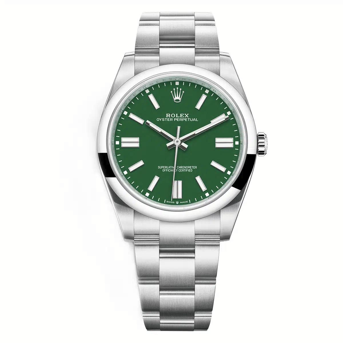 Đồng Hồ Rolex Oyster Perpetual 124300 Index Dial 41mm Nam Xanh Lá Xám