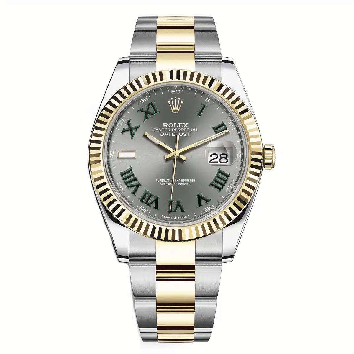 Đồng Hồ Rolex Datejust 126333 Wimbledon Dial 41mm Nam Xám Vàng