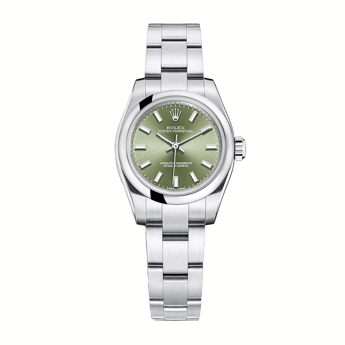 Đồng Hồ Rolex Oyster Perpetual 176200-0014 26mm Nữ Xanh Lá Xám