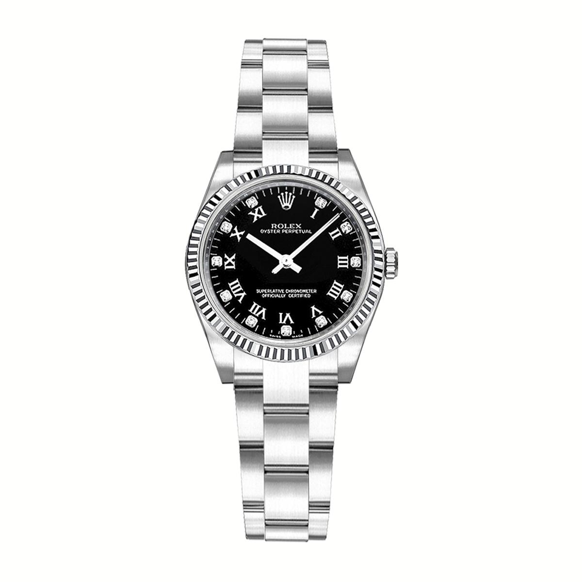 Đồng Hồ Rolex Oyster Perpetual 176234 Diamond Dial 26mm Nữ Đen Xám